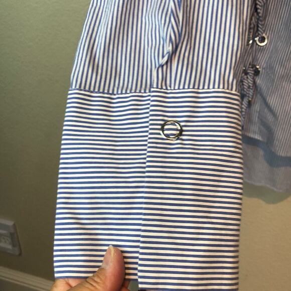 Topshop Striped Lace Up Poplin Button Down Shirt - Picture 10 of 12